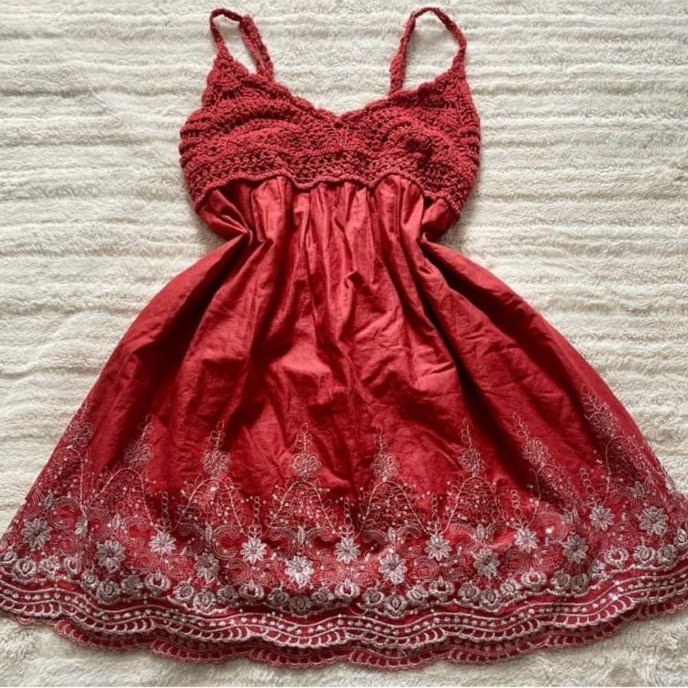 Ultra Pink Red Ruched Spaghetti Strap Mini Dress